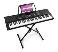 Clavier Électronique 61 Touches, Stand Inclus, Synthétiseur Débutant, Deux Haut-parleurs Intégrés, Batterie Rechargeable