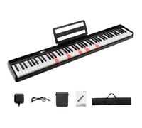 Clavier Electronique Portable 88 Touches de Vélocité COSTWAY Bluetooth Dynamique Réglable 128 Rythmes 2 Haut-Parleurs Semi-Lourd