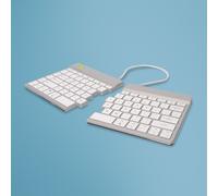 R-Go Tools Clavier ergonomique Split break – BT 5.0 indicateur de rupture intégré, QWERTY US, blanc