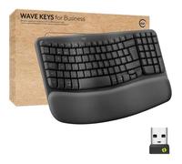 Clavier ergonomique - LOGITECH - Wave Keys for Business - Sans fil - Repose-poignets rembourré - 61% plastique recyclé