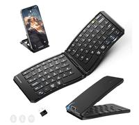 Clavier ergonomique pliable, clavier Bluetooth portable pliable pour le travail et les voyages, 3 appareils double mode (2,4 G + BTx2) claviers sans fil ultra fins pour Windows, iOS, Android