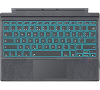 Clavier Espagnol Compatible Avec Microsoft Surface Pro 7 Plus/Pro 7/ Pro 6/5/ 4/3,Clavier Sans Fil Rechargeable Avec Trackpad,Rétro-Éclairage Led 7 Couleurs (Qwerty Layout),Gris Granuleux