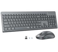 Clavier et souris Bluetooth, 3 connexions multi-appareils, 30 dB silencieux, clavier ergonomique pleine taille avec 4 niveaux de DPI réglables, compatible avec PC/ordinateur portable/MacBook/iPad