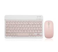 Clavier et souris Bluetooth rechargeables et portables pour Apple iPad, iPhone iOS 13+, Samsung, tablettes, smartphones Android et Windows (10 pouces, rose)