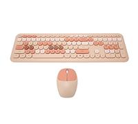 Clavier et Souris Combinés sans Fil 2,4 GHz, Couleur Contrastée, 110 Touches Rondes, Clavier et Souris pour Les Jeux de Bureau Familial