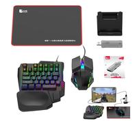 Clavier et Souris de Jeu, Clavier et Souris de Jeu à moitié Main | Ensemble Clavier et Souris Filaire mécanique 35 Touches - Adaptateur de Jeu Portable Demi-Main, Ensemble de convertisseu avec rétro
