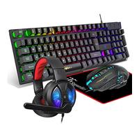 Clavier et souris de jeu, écouteurs, tapis de souris, ensemble tout-en-un pour les joueurs de PC, Xbox et PS4