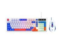 Clavier et souris de jeu filaires, clavier de jeu mécanique à DEL arc-en-ciel et souris 3600 DPI avec 19 touches anti-ghosting, 98 touches, style compact, Plug & Play sur PC, ordinateur portable