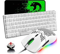 Clavier et Souris de Jeu mécaniques,rétroéclairé par LED Clavier Filaire USB de Type C Interrupteur Rouge Touches Anti-ghosting+Souris de Jeu RVB 6400DPI+Tapis de Souris pour Ordinateur/PC/Mac