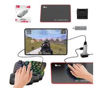 Clavier et souris de jeu pour téléphone - Clavier avec repose-poignet - Convertisseur USB filaire avec 35 touches, adaptateur de jeu portable demi-main, ensemble de convertisseur avec rétroéclairage L