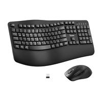 Clavier et souris ergonomiques sans fil, clavier Wave Keys avec repose-poignet pour une saisie naturelle, souris ergonomique silencieuse réglable 3 DPI pour ordinateur/ordinateur portable/Windows/Mac