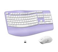 Clavier et souris ergonomiques sans fil, clavier Wave Keys avec repose-poignet pour une saisie naturelle, 3 DPI réglables, souris ergonomique silencieuse pour ordinateur/ordinateur portable/Windows