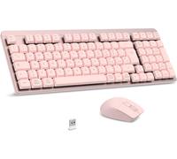 Clavier Et Souris Mécanique Sans Fil Fa98, Faible Profil Commutateur Rouge Clavier Sans Fil Avec Récepteur 2,4 G, 96 % Clavier, 98 Touches, Silencieux, Italien Qwerty Pour Pc Mac/Windows-Rose