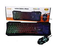 Clavier et souris rétroéclairés Gaming avec câble USB LINQ LED-MK1568 LWD RGB Ergonomique