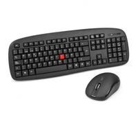 Clavier et souris sans fil 2,4 GHz avec récepteur USB, noir | Clavier espagnol à 103 touches, souris avec sélecteur DPI et portée sans fil jusqu'à 10 m