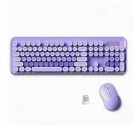 Clavier Et Souris sans Fil 2.4G, Machine À Écrire Mignonne Silencieuse, Connexion for Ordinateur De Bureau Portable(Purple)