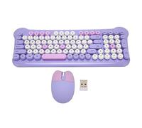 Clavier et Souris sans Fil, 98 Touches, Clavier et Souris USB sans Fil 2,4 G, Disposition QWERTY, Plug and Play, pour Ordinateur, PC, Ordinateur Portable (Purple)
