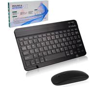 Clavier et souris sans fil Bluetooth rechargeables, mini clavier compact plat silencieux pour ordinateur/iPad/PC/ordinateur portable/tablette/Surface/Mac/Microsoft/Android/Windows