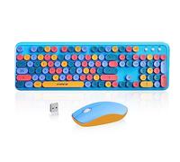 Clavier et souris sans fil, clavier et souris, clavier de machine à écrire sans fil pleine taille 2,4 GHz avec touches rondes, clavier pour Windows, ordinateur, ordinateur de bureau, ordinateur