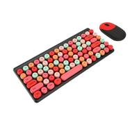 Clavier et Souris sans Fil Clavier Rond Conception Ergonomique Clavier sans Fil Souris Ronde Colorée pour PC (Black)