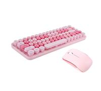 Clavier et souris sans fil colorés,machine à écrire ergonomique de petite taille,combinaison clavier et souris pour ordinateur portable Windows 7/8/10 -Rose