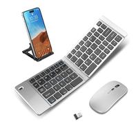 Clavier et souris sans fil pliable et pliable pour iPad, combo Bluetooth pour affaires et voyages, design portable compatible avec Windows, iOS, tablettes Android, smartphones et ordinateurs portables