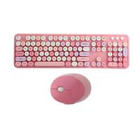 Clavier et Souris sans Fil pour Pack Clavier et Souris sans Fil au Design Rétro Vintage avec Récepteur USB pour Ordinateurs, Clavier Ergonomique FN + Mutilmedia