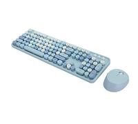 Clavier et Souris sans Fil pour Pack Clavier et Souris sans Fil au Design Rétro Vintage avec Récepteur USB pour Ordinateurs, Clavier Ergonomique FN + Mutilmedia