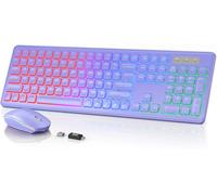 Clavier et souris sans fil rétroéclairés, touches lumineuses silencieuses, pieds inclinables, mode veille - Combo sans fil USB rechargeable pour ordinateur, iMac, PC, ordinateur portable - par SABLUTE