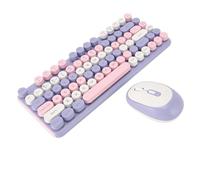 Clavier et Souris sans Fil, Souris et Clavier de Jeu Combinés 2,4 G Bluetooth sans Fil Double Mode 82 Touches, Blocage des Couleurs Punk, Faible Bruit, Trois Options DPI (Violet)