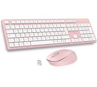 Clavier Et Souris Sans Fil Usb 2,4 Ghz Pour Ordinateur Portable, Silencieux, Ergonomique, Pavé Numérique, Design Italien Qwerty Pour Hp/Lenovo/Mac-Rose