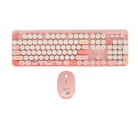 Clavier et souris USB, combinaison de clavier et souris sans fil 1600 DPI Plug and Play pour la famille (Rose)