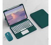 Clavier Étui pour iPad Pro 10,5 Pouces 2017/Air 3 2019 avec Souris Rechargeable, Support Réglable, Housse Vertical Magnétique avec Clavier Bluetooth Sans Fil QWERTY, Multi-Touch Trackpad, Vert Foncé