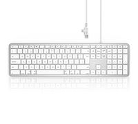 Clavier filaire pour Mac OS, Seenda Full Size avec USB et connecteur 2 en 1 compatible avec Apple iMac, MacBook Pro/Air, Mac Pro, Mac Mini, UK Mac Mac Layout - Blanc et argent