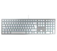 CHERRY KC 6000C FOR MAC, Clavier filaire Mac - (port USB-C), Disposition UK (QWERTY), Touches silencieuses, Design plat, Blanc argenté