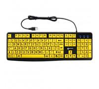 Geemarc Teclado Alfanumérico Español Con Caracteres Negros Grandes en Teclas Amarillas Anchas - Alto Contraste Para Personas Con Discapacidad Visual - QWERTY y Tilde - Compatible Con Windows