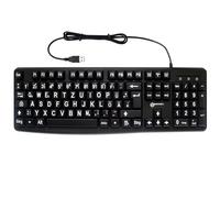 Clavier QWERTZ allemand filaire - Grands caractères Noir / Blanc