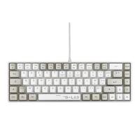 The G-Lab Keyz Hydrogen, Clavier Gamer 60%, Semi-mécanique Filaire Azerty, Rétroéclairage Multicolore - Mini Clavier Gamer Silencieux, Format Compact TKL - Pc/ps4/ Ps5 - Blanc/Gris