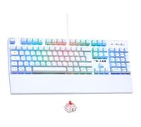 The G-Lab - Keyz Rubidium Blanc - Clavier Mecanique USB, AZERTY, RGB 100% Personnalisable, Anti-Ghosting, Repose-Poignet - Clavier Gamer Blanc, Switch Red Interchangeable - PC, PS4, PS5, Xbox - New