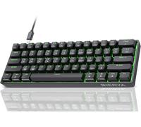 Clavier Gamer Mécanique 60% Câblé avec Interrupteur Rouge,DK61se Clavier Gaming Rétroéclairage Bleu Glacier,Type-c Mechanical Keyboard Compact 61 Touches Anti-ghosting-US Layout,Noir