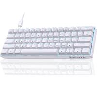 Clavier Gamer Mécanique 60% Câblé avec Interrupteur Rouge,DK61se Clavier Gaming Rétroéclairage Bleu Glacier,Type-c Mechanical Keyboard Compact 61 Touches Anti-ghosting-US Layout,Blanc