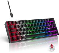 Clavier Gamer Mecanique - Clavier Gaming 60 Pourcent Azerty Filaire, Switch Rouge, Led Rétroéclairé, Clavier Mini Pour Pc/Windows/Ps5/Ps4, Noir