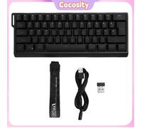 Clavier Gamer Mécanique Sans Fil 61 Touches - Triple Mode (Bluetooth/2.4G/USB-C) avec Rétroéclairage RGB, Cordon de Suspension Noir