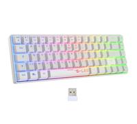 Clavier Gamer - Membrane - KEYZ HYDROGEN WL - Rétroélairage arc-en-ciel - Sans fil - Semi mécanqiue - Azerty - Blanc