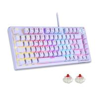 EMPIRE GAMING - Nouveau 2025 - K248 Clavier Mécanique Gaming Filaire Switches MX Red (FR AZERTY) - Type C - pour PC/PS4/PS5/Xbox - Rétroéclairage RGB - 82 Touches - 26 Touches Anti-Ghosting (Blanc)