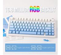 Clavier Gaming Mécanique Sans Fil Aula F75 75% - 3 Modes, Structure Gasket, Switch Interchangeable, Bouton RGB-Cloud blue
