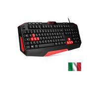 Spirit of Gamer - Pro K3 Gamer Clavier Italien QWERTY Gaming et Bureau - Rouge et Noir - 26 Touches Anti-ghosting - 4 Touches macros et Touches de Jeu programmables - PC / PS4 / Xbox One