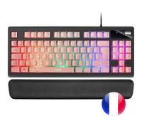 Clavier Gaming TKL - Mars Gaming - MKAX - Rose - H-Mech - Repose Poignet Gel