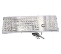 Clavier Industriel Pleine Grandeur en Acier Inoxydable 107, avec Souris trackball intégrée et Options de compatibilité avec pavé numérique(Spanish Layout)