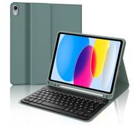 Clavier iPad 10/11ème Génération (10.9 Pouces 2022/11 Pouces A16 2025), Étui Clavier AZERTY sans Fil Bluetooth pour iPad (A16) 11ème/10ème avec Porte Crayon, Vert foncé